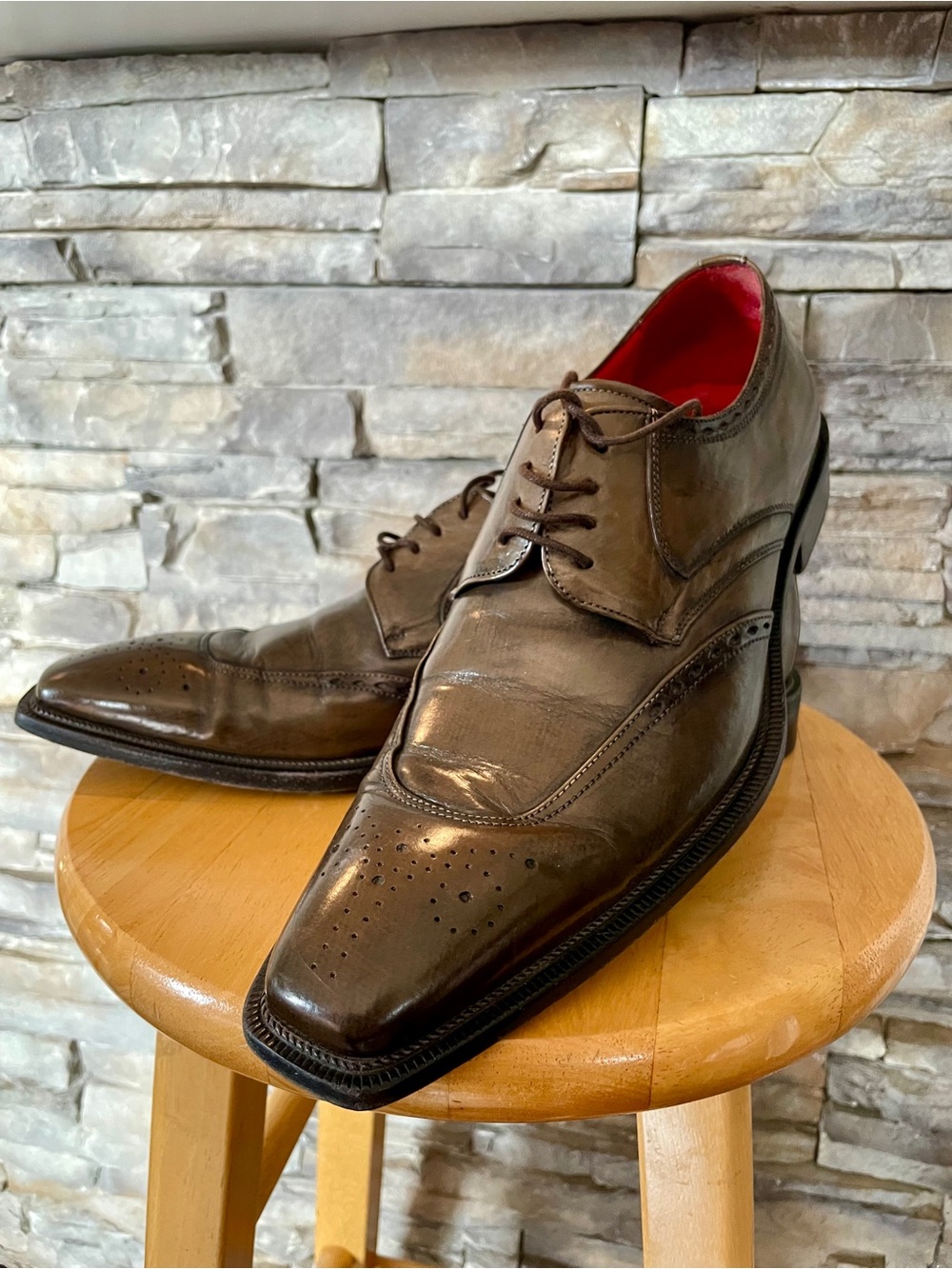Vintage Mezlan Custom NOVA Brown Leather Dress Shoes 8.5M